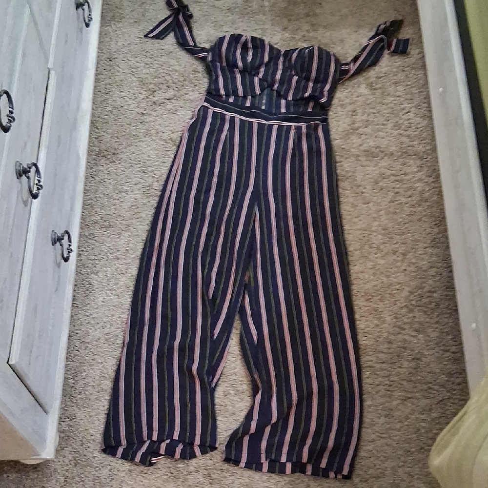 Iris Black and Pink Jumpsuit with Flutter Sleeves